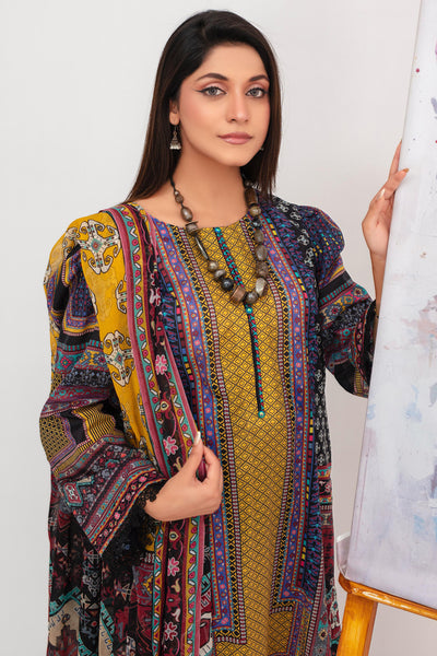 3 Pcs Digital Printed Lawn Suit Ajrak