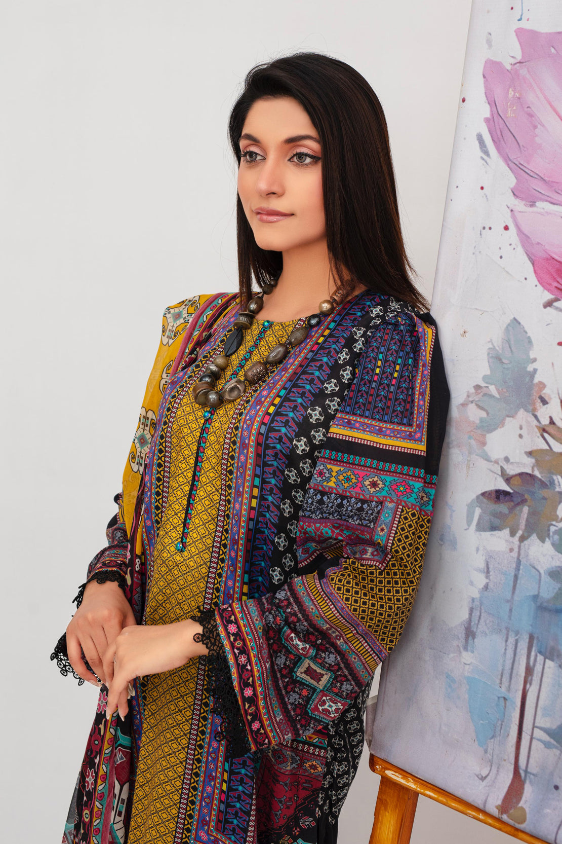 3 Pcs Digital Printed Lawn Suit Ajrak