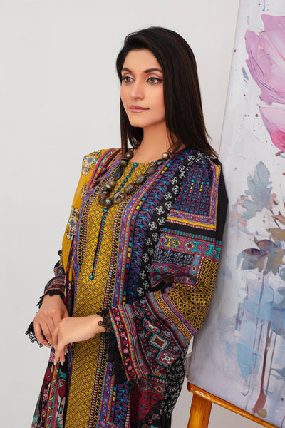 3 Pcs Digital Printed Lawn Suit Ajrak