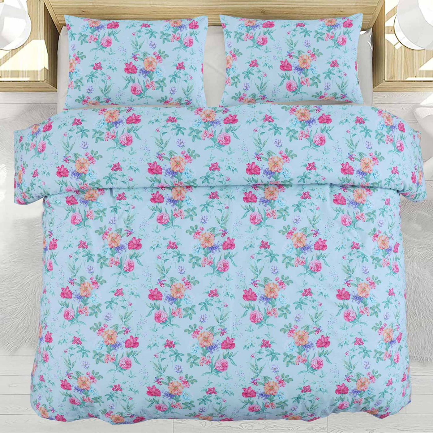 EVERYDAY ESSENTIAL T-144 DUVET COVER SET LUSH FLORIST