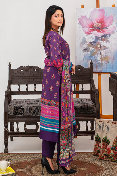 3 Pcs Digital Printed Embroidered Lawn Suit Kashmiri Teal