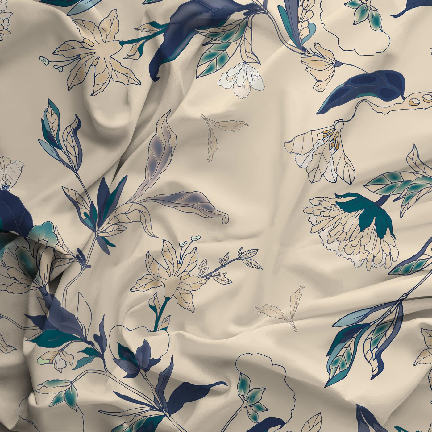 T-144 BED SHEET SET FLORAL BLUE