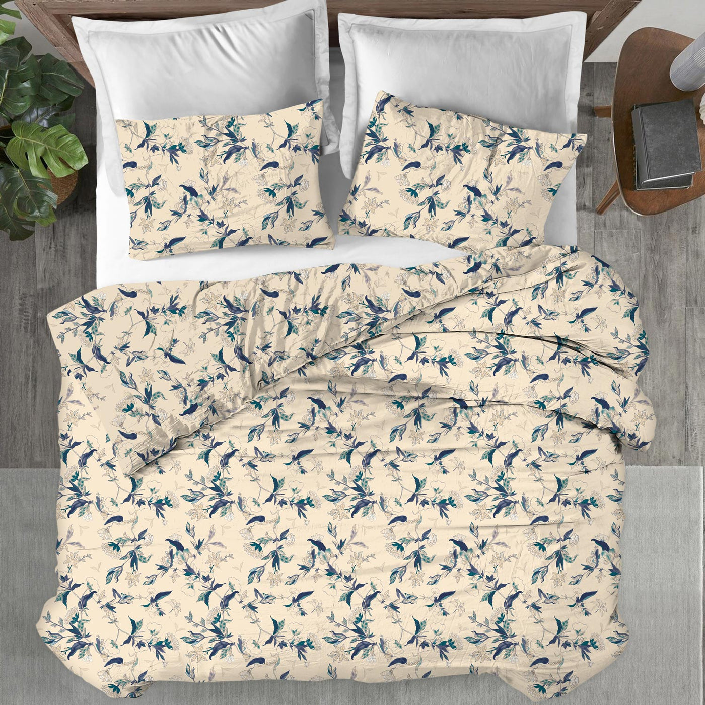 T-144 BED SHEET SET FLORAL BLUE