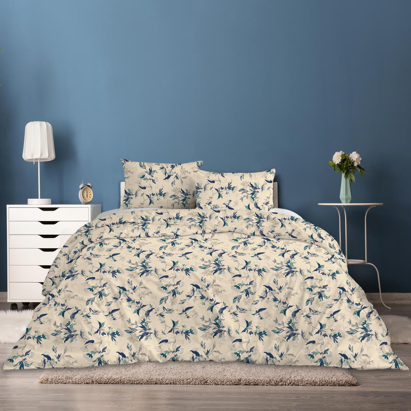 T-144 BED SHEET SET FLORAL BLUE
