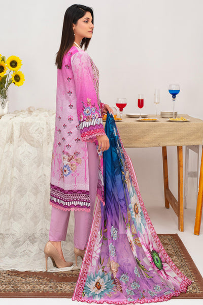 3 Pcs Digital Printed Embroidered Lawn Suit Florence