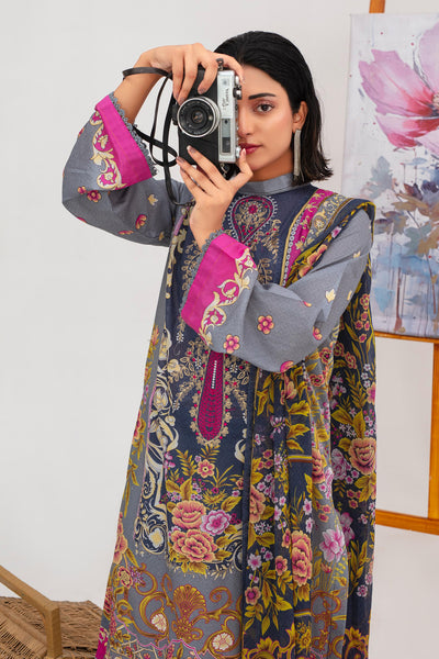 3 Pcs Digital Printed Embroidered Lawn Suit Satrangi