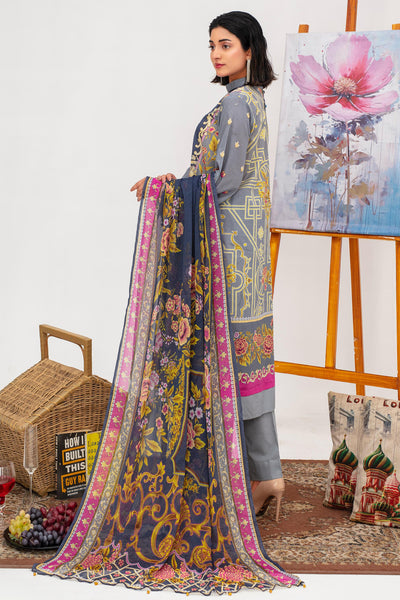 3 Pcs Digital Printed Embroidered Lawn Suit Satrangi