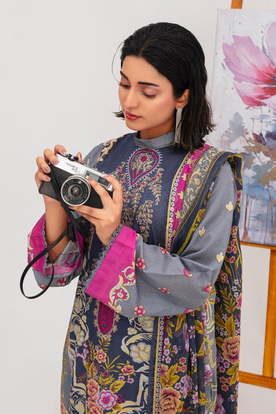 3 Pcs Digital Printed Embroidered Lawn Suit Satrangi