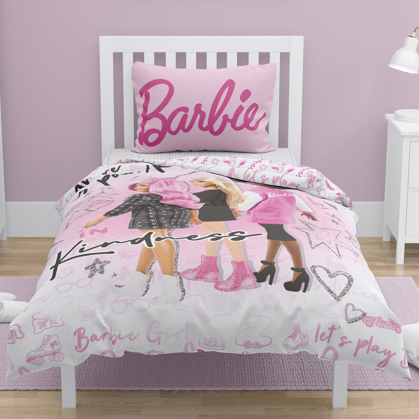 4 Pcs Kids Digital Printed Comforter Set Barbie Kindness Linen and Beyond