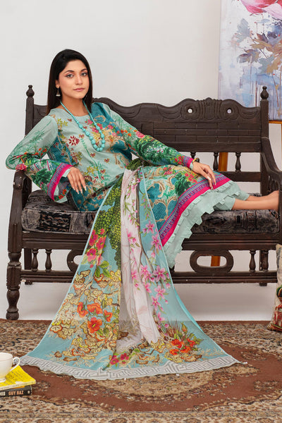 3 Pcs Digital Printed Embroidered Lawn Suit Gul e Bahar