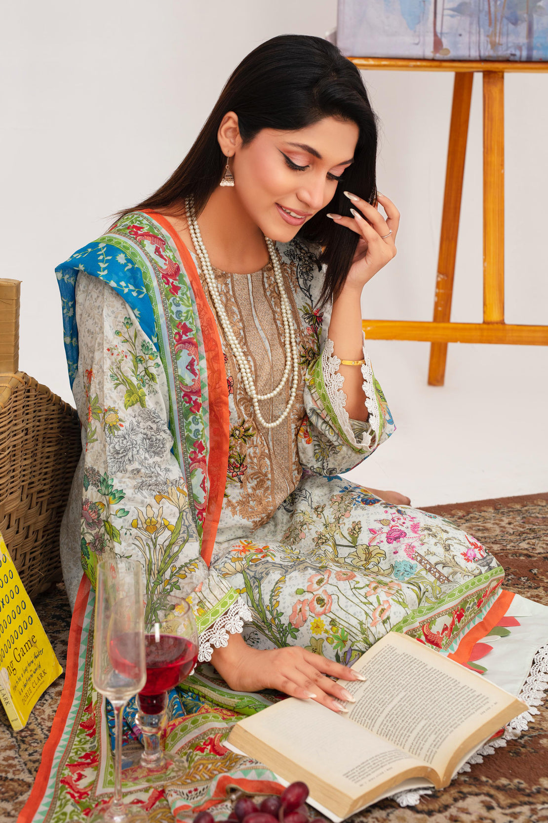 3 Pcs Digital Printed Embroidered Lawn Suit Jasmine