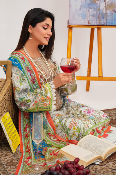 3 Pcs Digital Printed Embroidered Lawn Suit Jasmine