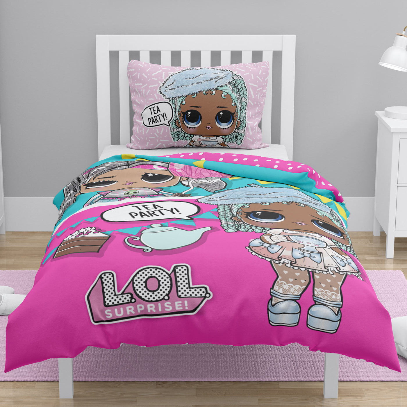 4 Pcs Kids Digital Printed Comforter Set Tea Party