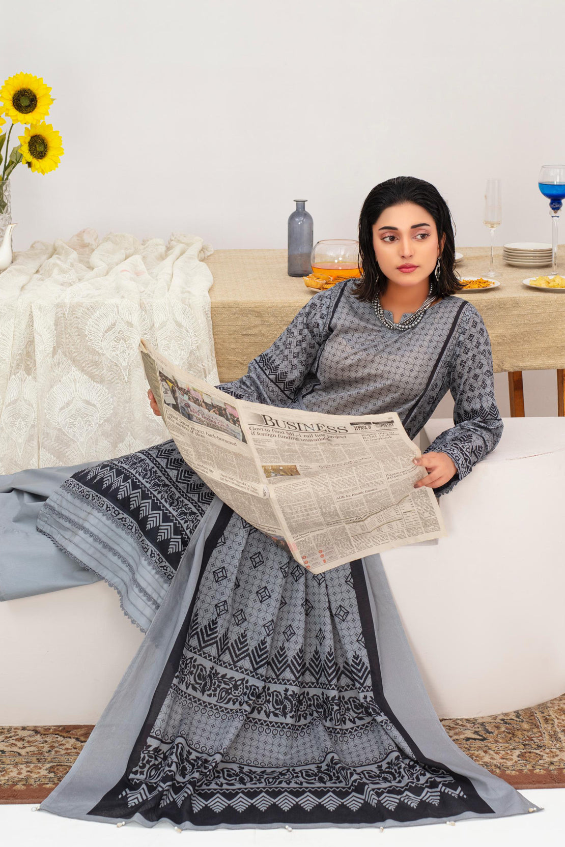 3 Pcs Digital Printed Lawn Suit Ethnic Geo