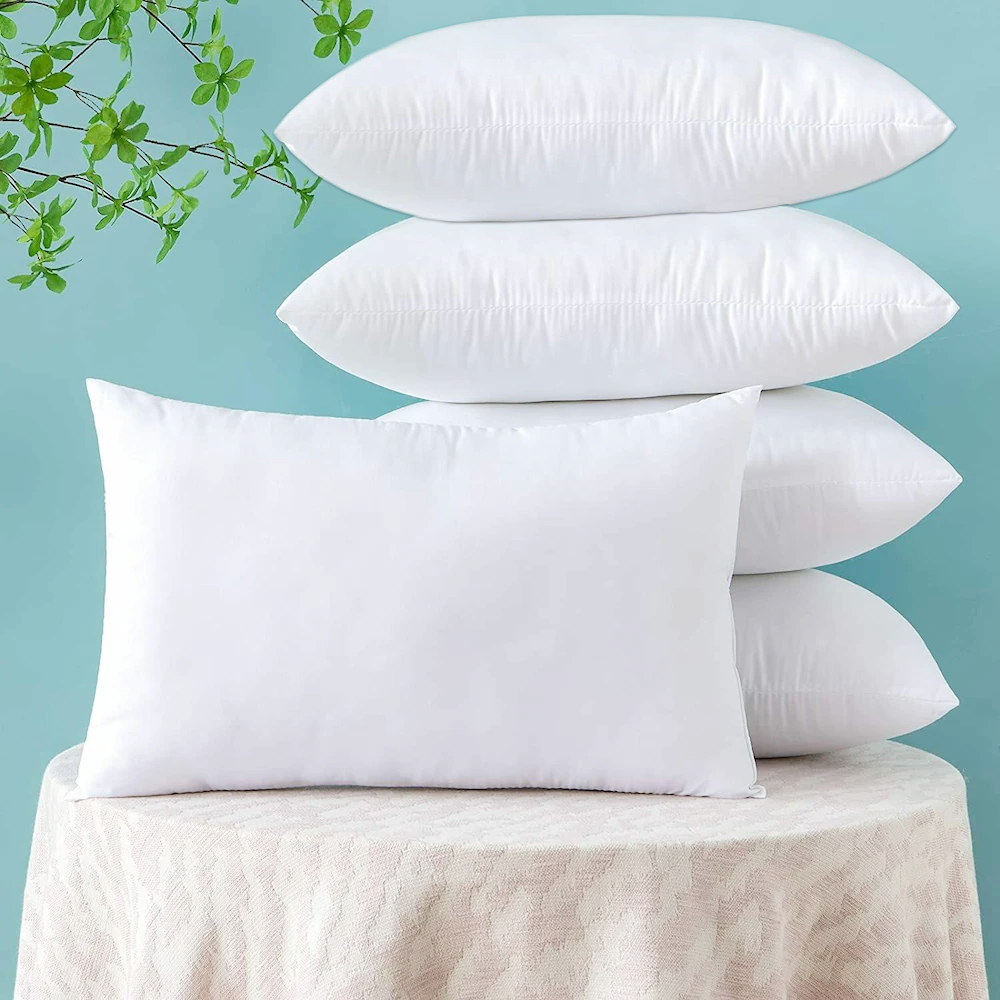 Hollow Fiber Filled Poly Cotton Cover High Loft Pillow 5 Pcs Pack