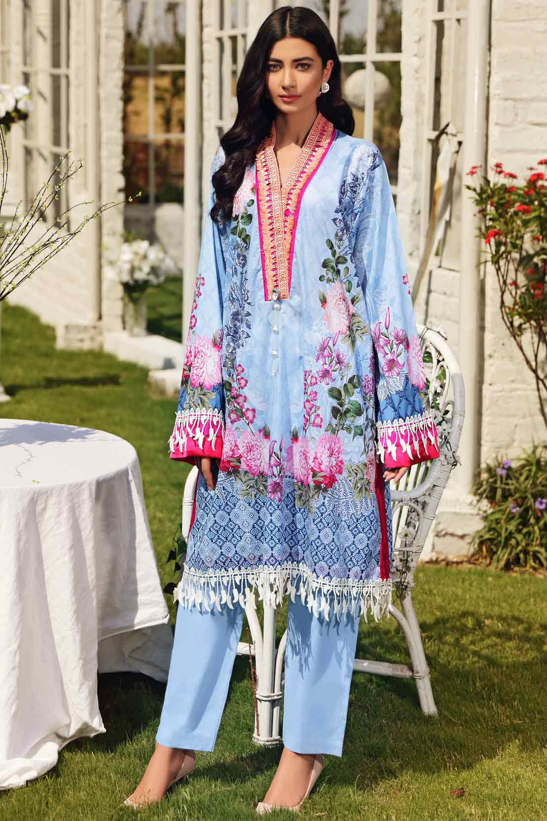 2 PCS DIGITAL PRINTED SUIT ROSE VIOLETTA