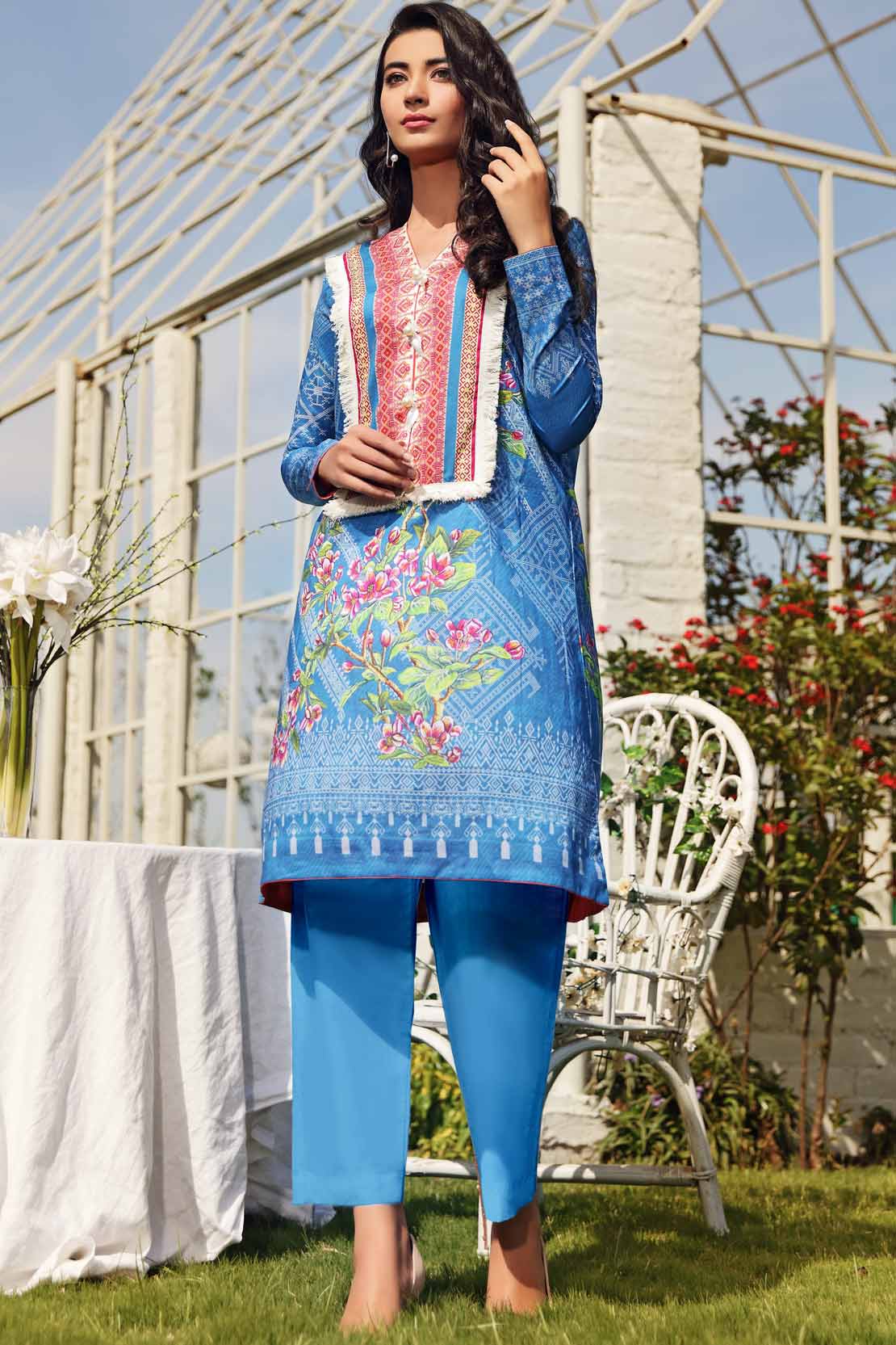 2 PCS DIGITAL PRINTED SUIT ROSE CLEMATIS