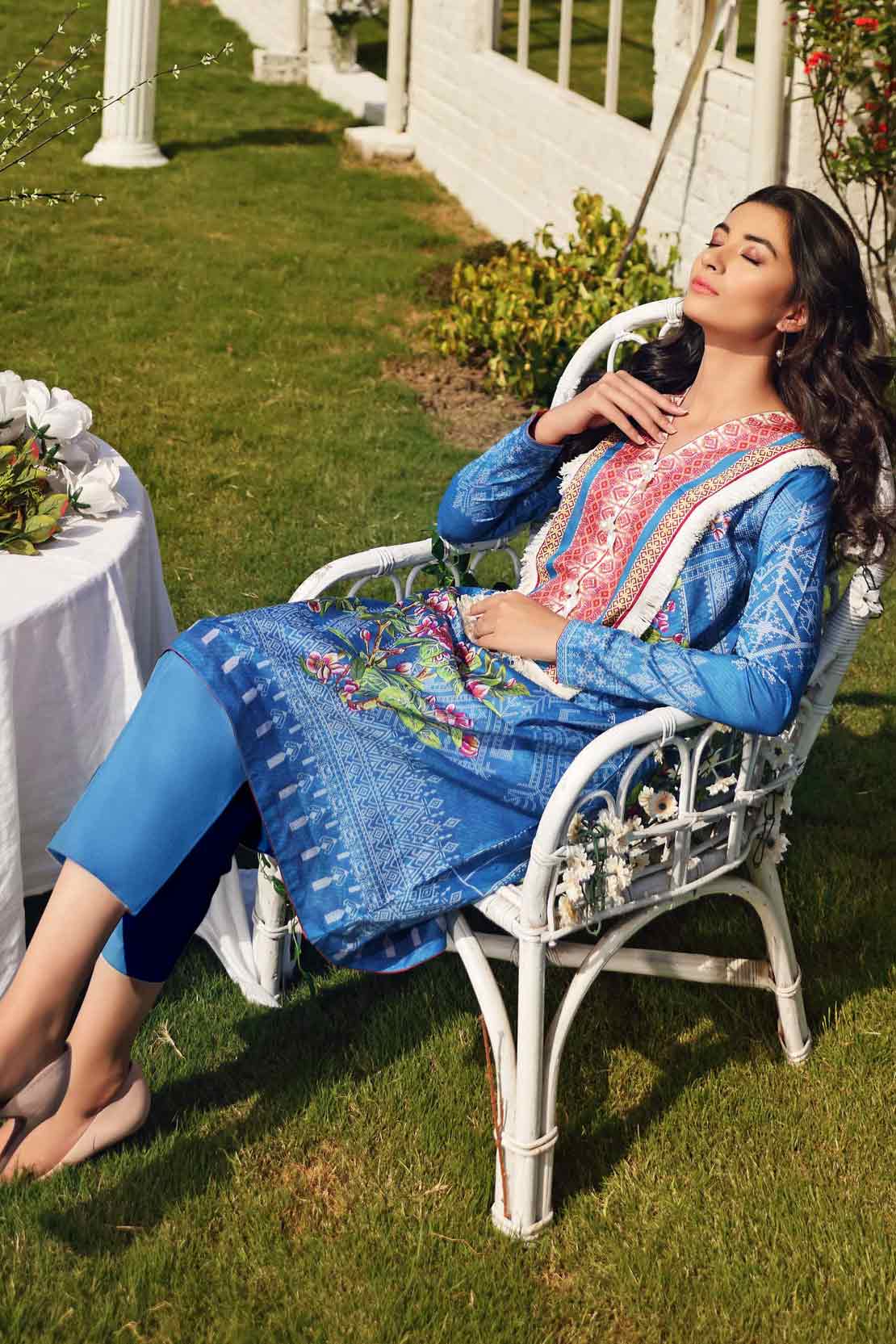 2 PCS DIGITAL PRINTED SUIT ROSE CLEMATIS