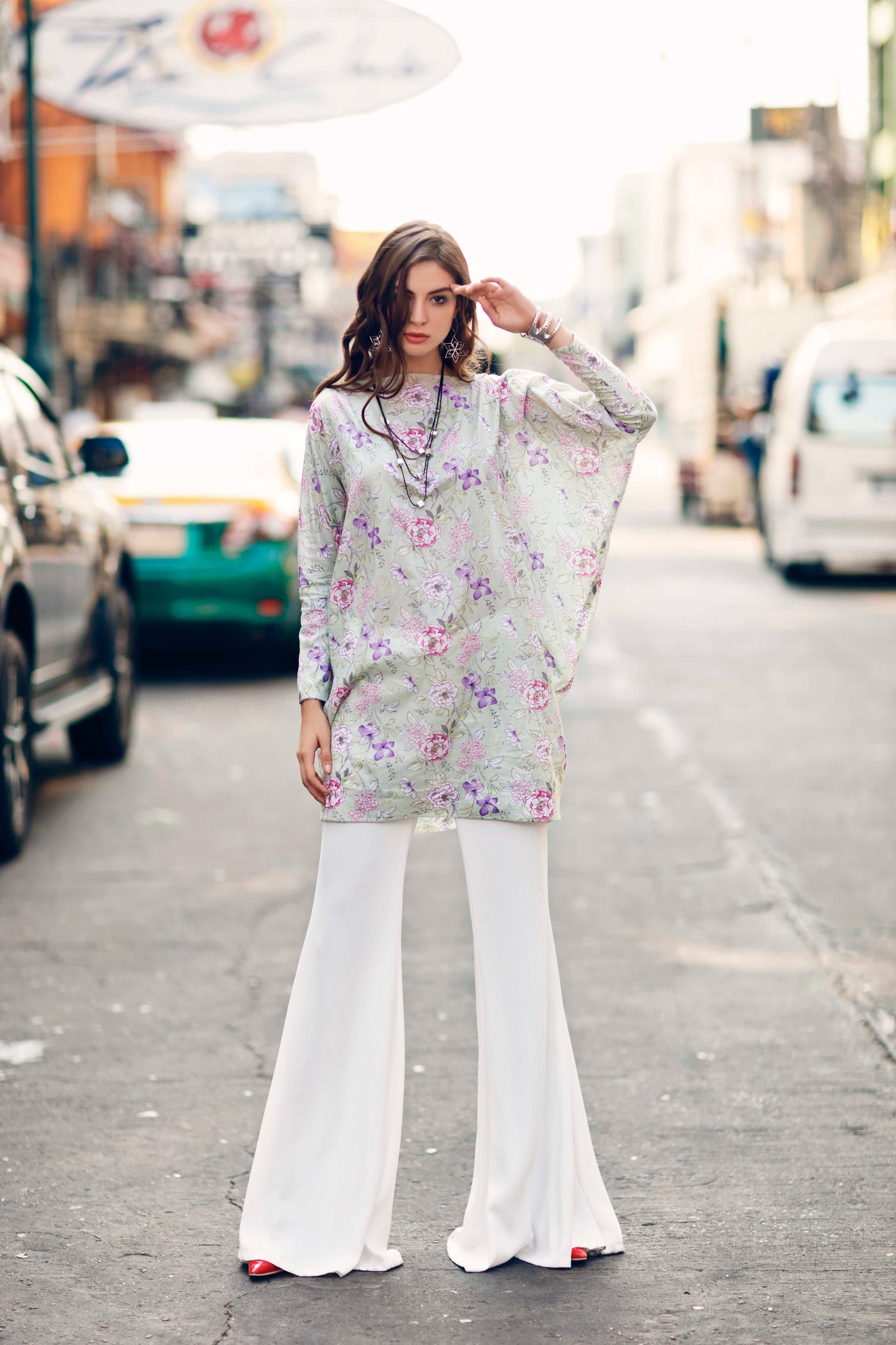 1 PIECE DIGITAL PRINTED LAWN SHIRT FLORAL STRIPE 100849