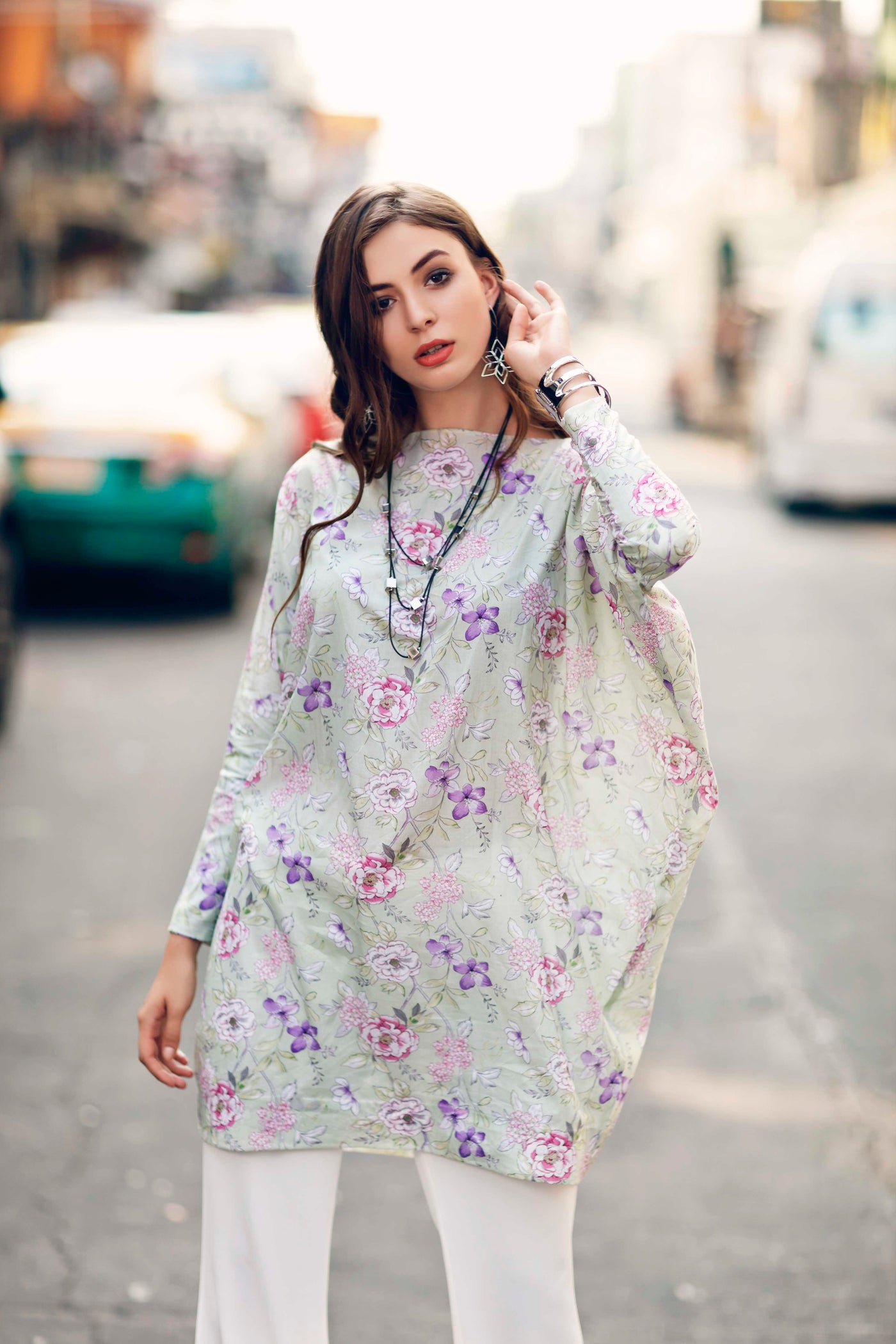 1 PIECE DIGITAL PRINTED LAWN SHIRT FLORAL STRIPE 100849