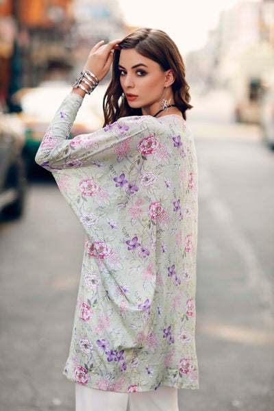 1 PIECE DIGITAL PRINTED LAWN SHIRT FLORAL STRIPE 100849